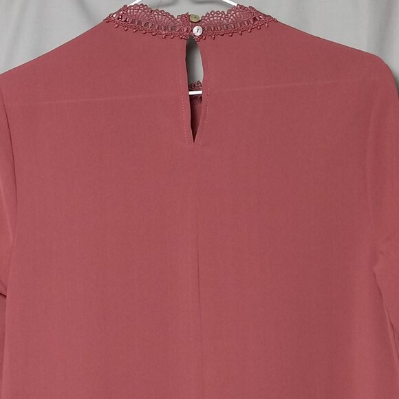 Entro Dress Women's Small Polyester 3/4‎  Sleeve Lace Accent Keyhole Flowy Red - Picture 8 of 16